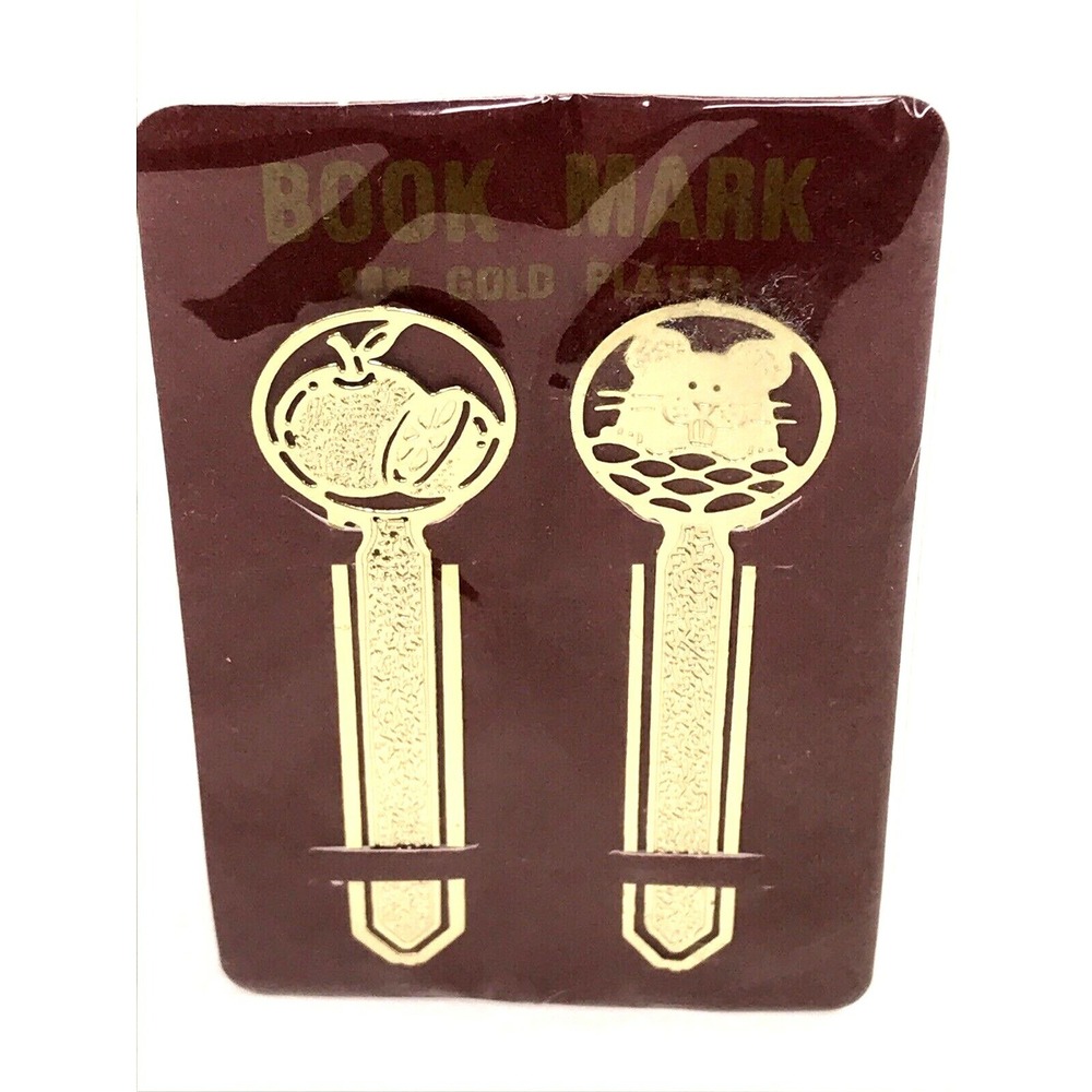 18K Gold Plated Set of 2 Book Marks NEW in Sealed Package